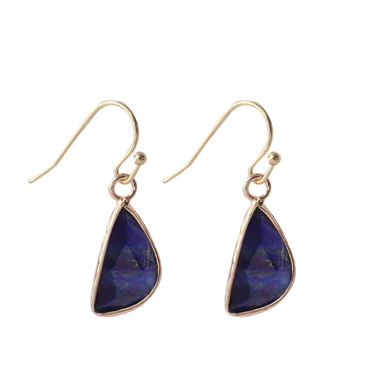 Olivenorma Crystal Cut Half Round Blunt Angle Earrings - Lapis Lazuli - image 14