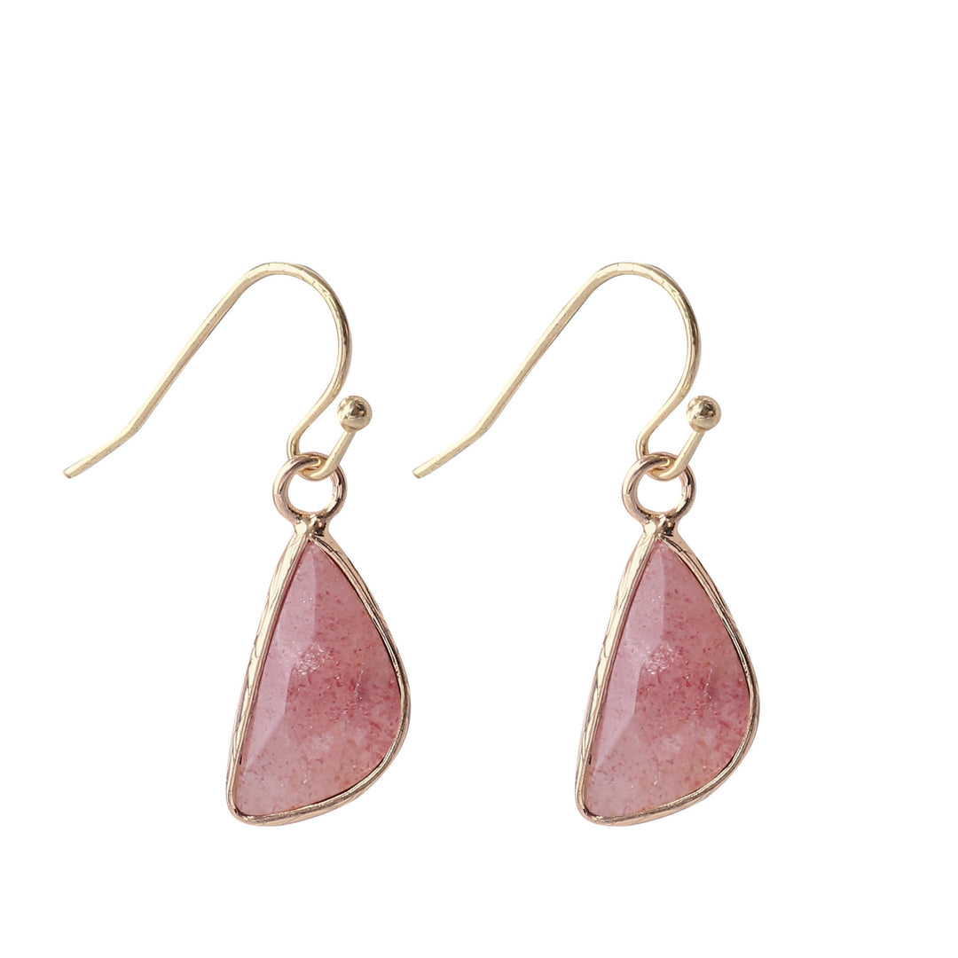Olivenorma Crystal Cut Half Round Blunt Angle Earrings - Strawberry Quartz - image 18