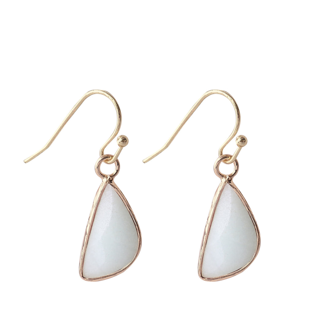 Olivenorma Crystal Cut Half Round Blunt Angle Earrings - White Jade - image 20
