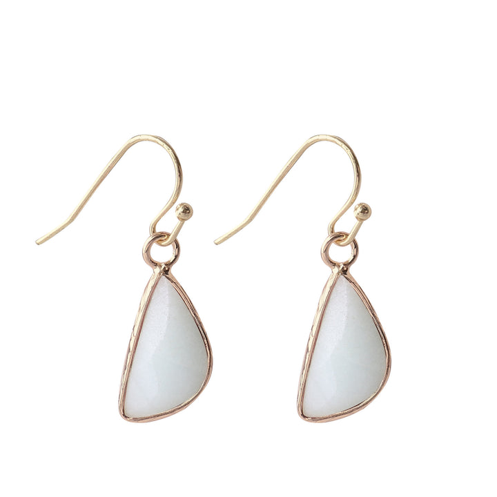 Olivenorma Crystal Cut Half Round Blunt Angle Earrings - White Jade - image 20