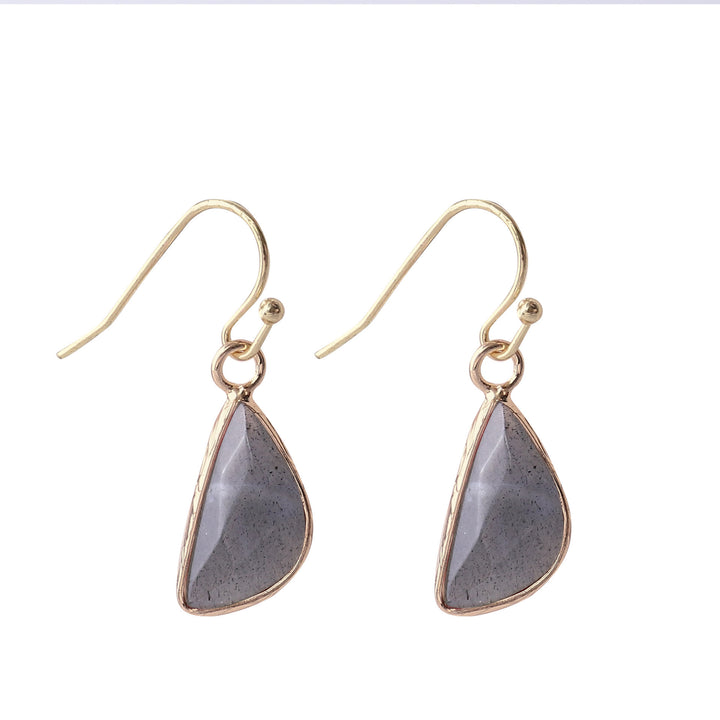 Olivenorma Crystal Cut Half Round Blunt Angle Earrings - Labradorite - image 12