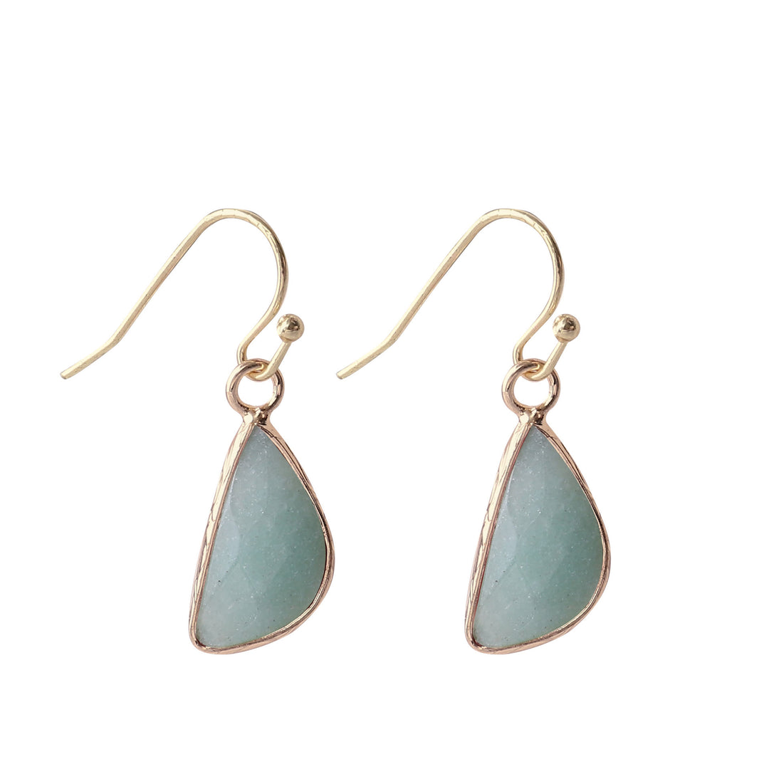 Olivenorma Crystal Cut Half Round Blunt Angle Earrings - Green Aventurine - image 10