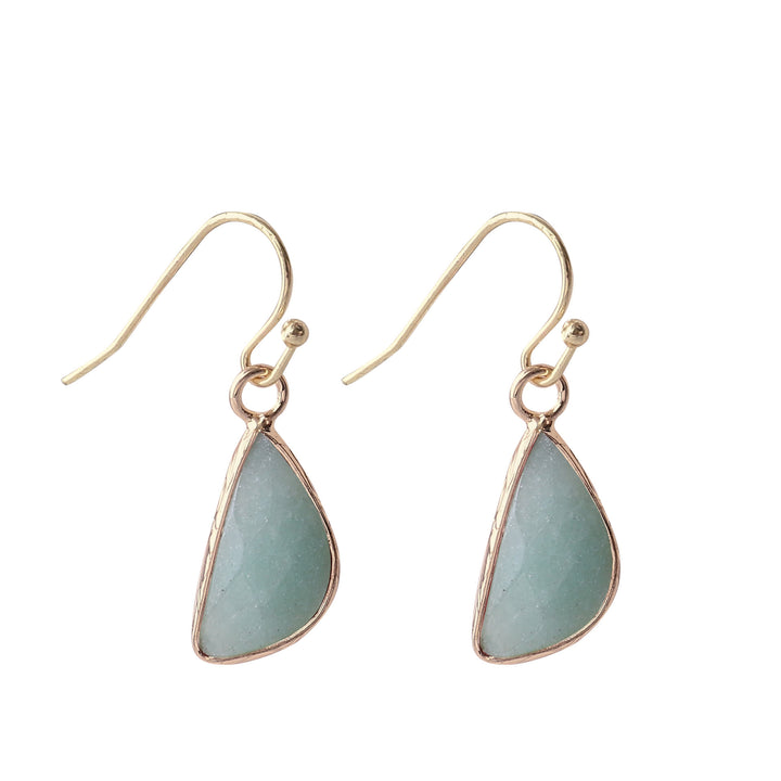 Olivenorma Crystal Cut Half Round Blunt Angle Earrings - Green Aventurine - image 10