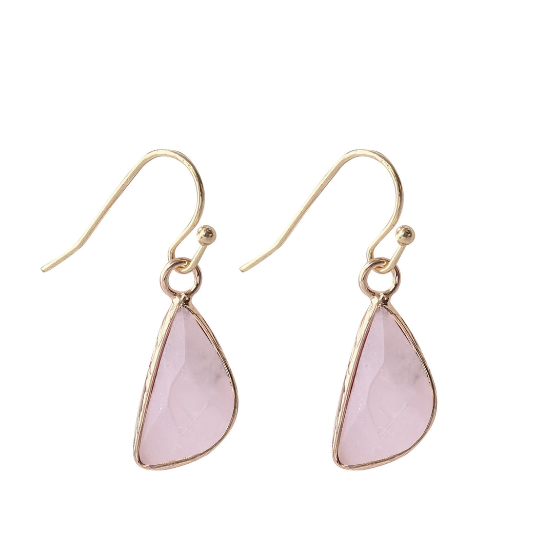 Olivenorma Crystal Cut Half Round Blunt Angle Earrings - Rose Quartz - image 16