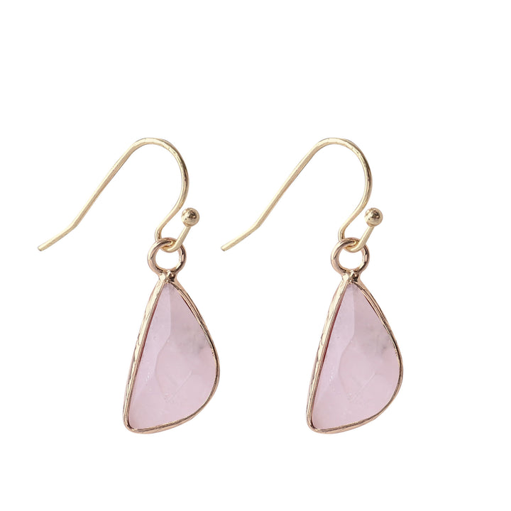 Olivenorma Crystal Cut Half Round Blunt Angle Earrings - Rose Quartz - image 16
