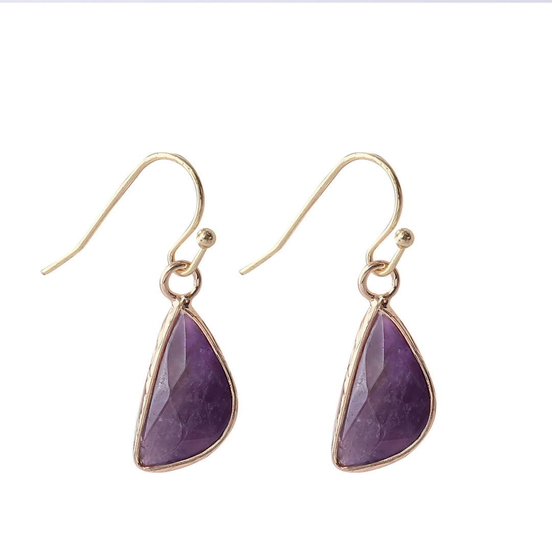 Olivenorma Crystal Cut Half Round Blunt Angle Earrings - Amethyst - image 4