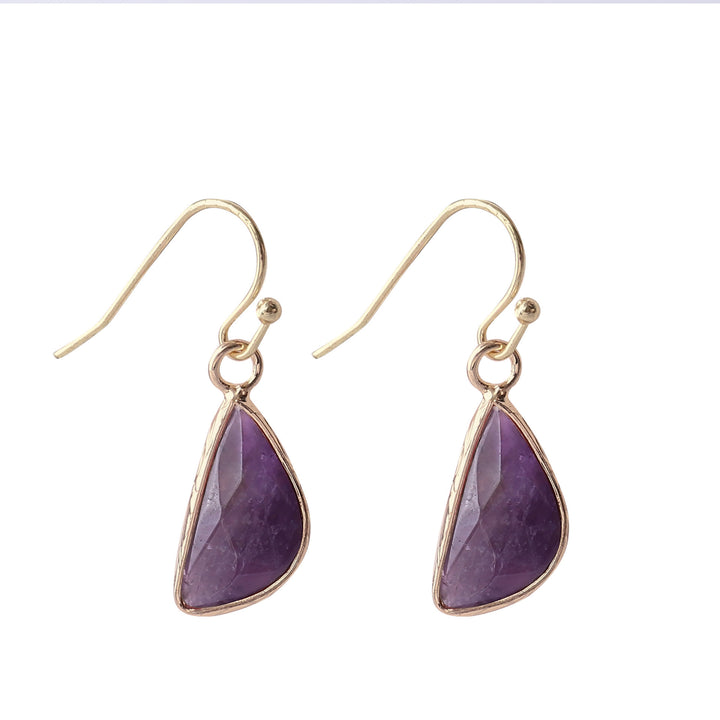 Olivenorma Crystal Cut Half Round Blunt Angle Earrings - Amethyst - image 4
