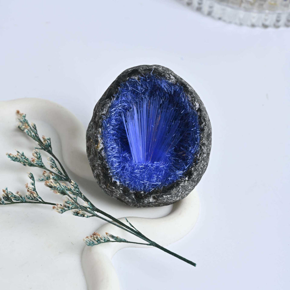 Olivenorma Blue Hair Ore Cluster Needle Egg Gemstone Decoration - image 1