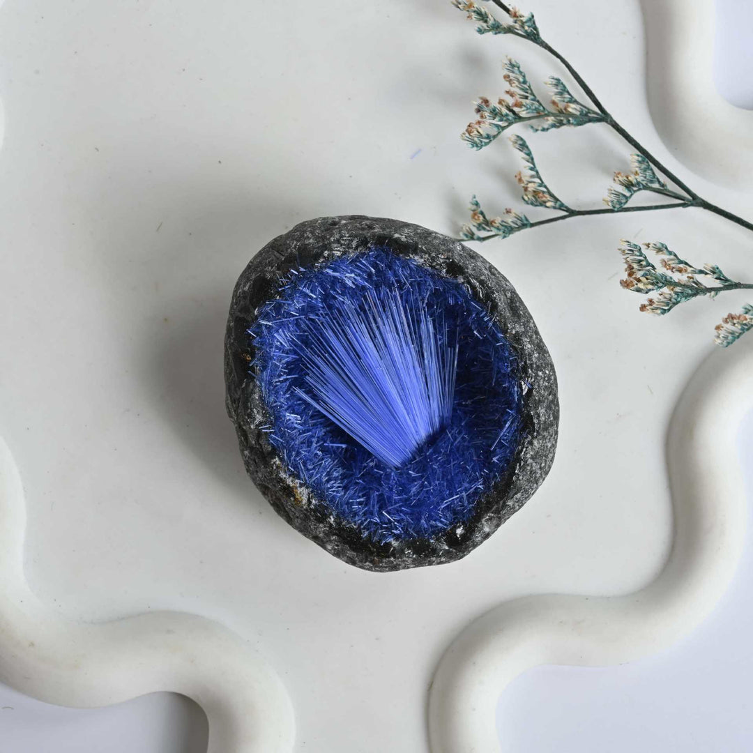 Olivenorma Blue Hair Ore Cluster Needle Egg Gemstone Decoration - image 2