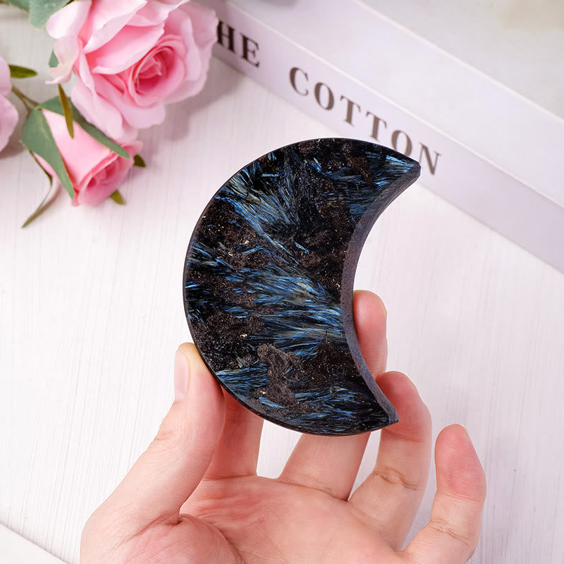 Olivenorma Arfvedsonite Tumbled Stone Moon Cut Gemstone Decoration - Arfvedsonite Tumbled Stone - image 0