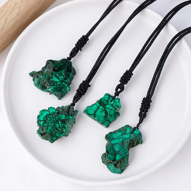 Olivenorma Irregular Natural Malachite Pendant Necklace - image 3