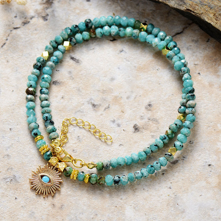 Olivenorma Emperor Stone Beaded Turquoise Pendant Necklace - Emperor Stone & Turquoise & Eye - image 0