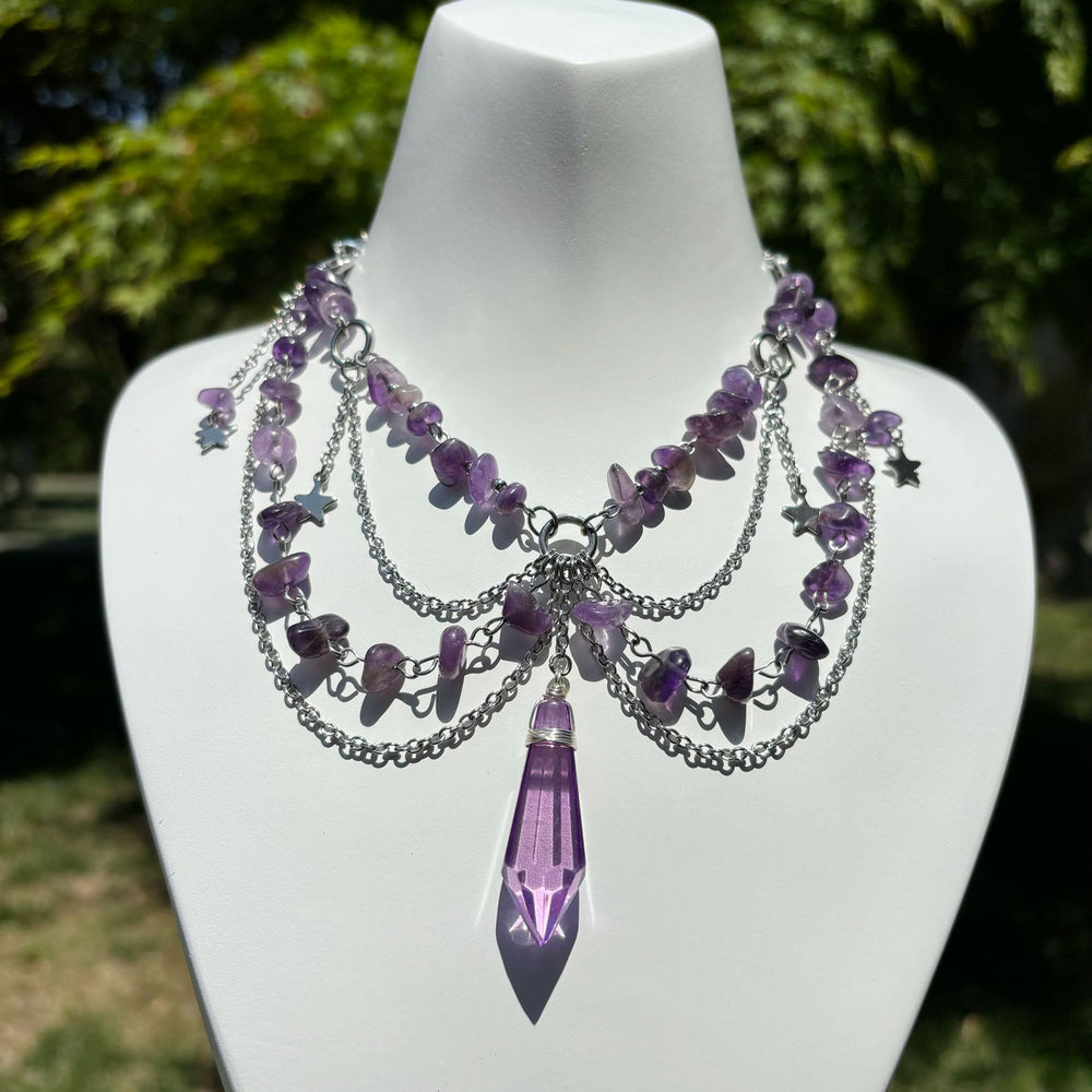 Olivenorma Star Pendant Natural Stone Layered Choker Necklace - image 1