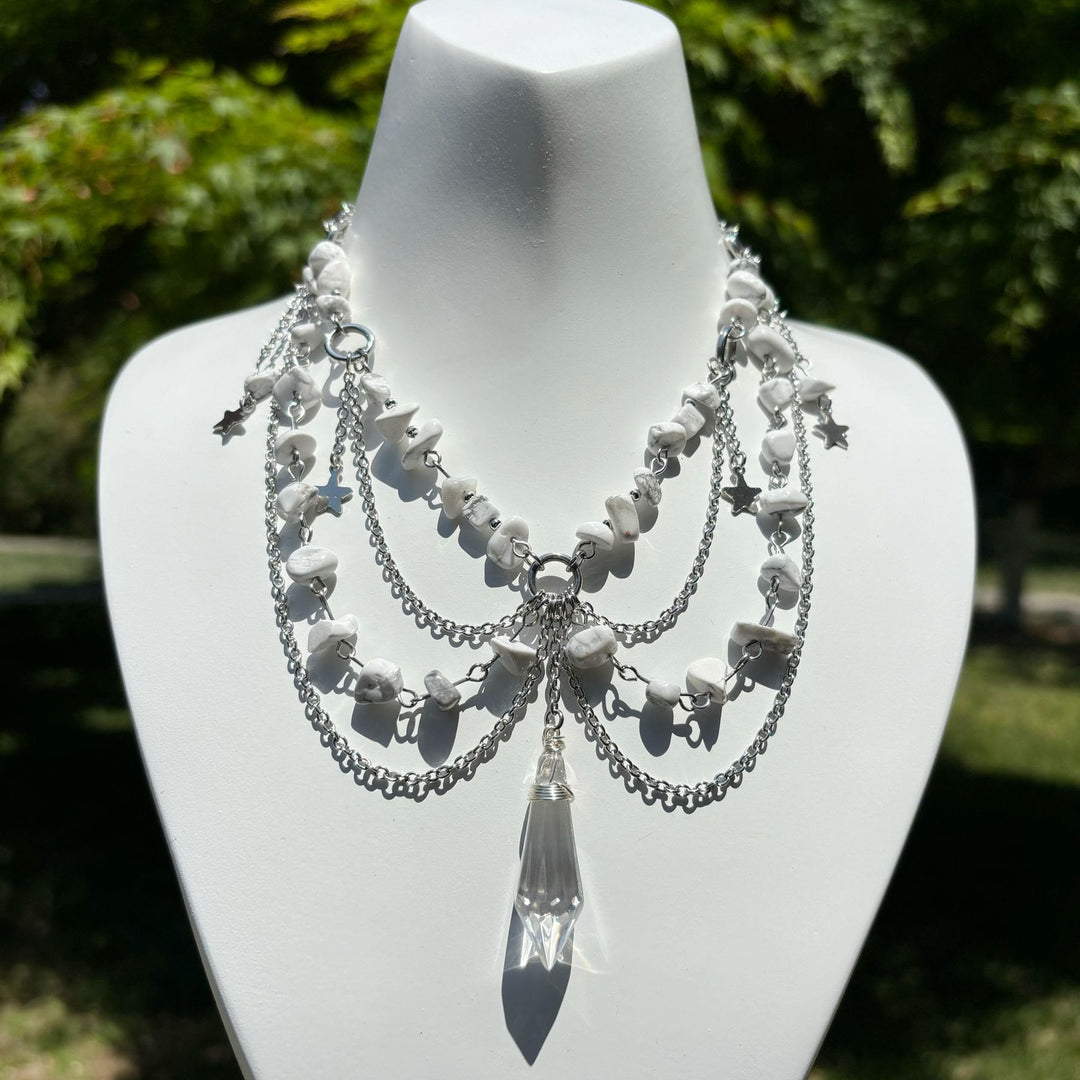 Olivenorma Star Pendant Natural Stone Layered Choker Necklace - image 23