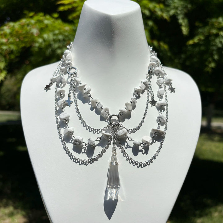 Olivenorma Star Pendant Natural Stone Layered Choker Necklace - image 23