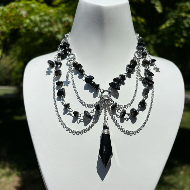 Olivenorma Star Pendant Natural Stone Layered Choker Necklace - image 16