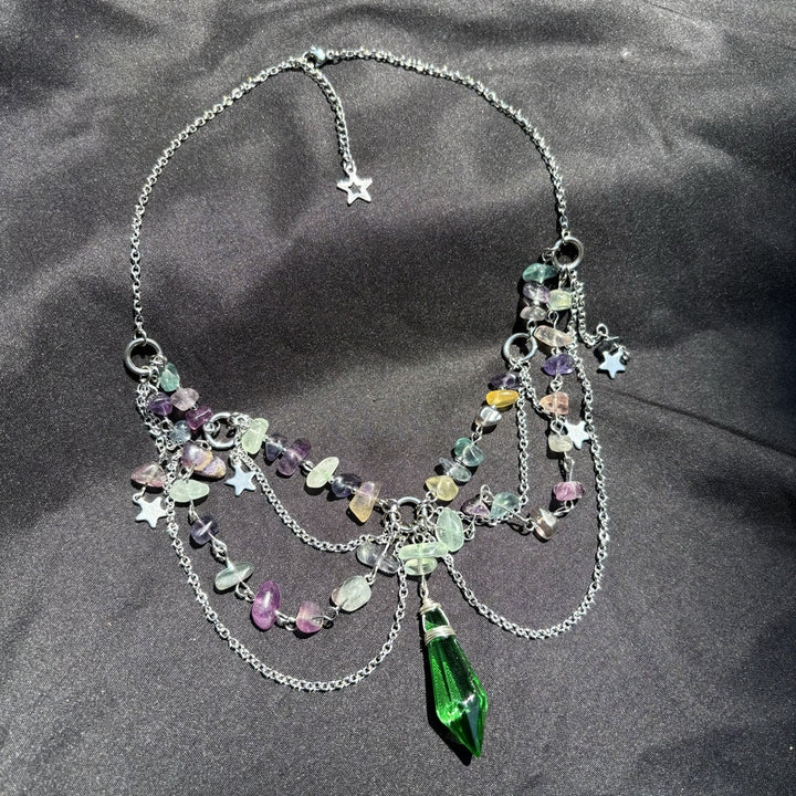 Olivenorma Star Pendant Natural Stone Layered Choker Necklace - image 12