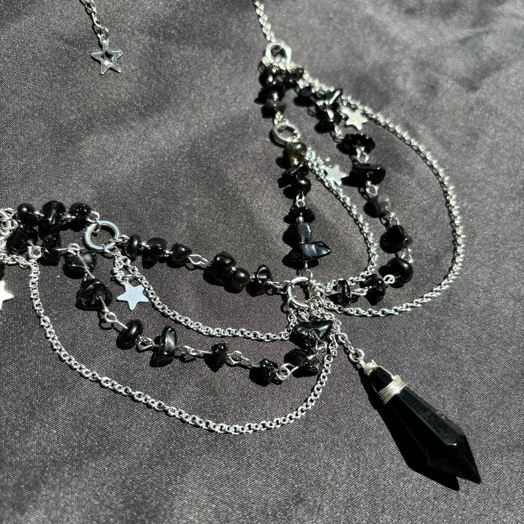Olivenorma Star Pendant Natural Stone Layered Choker Necklace - image 20