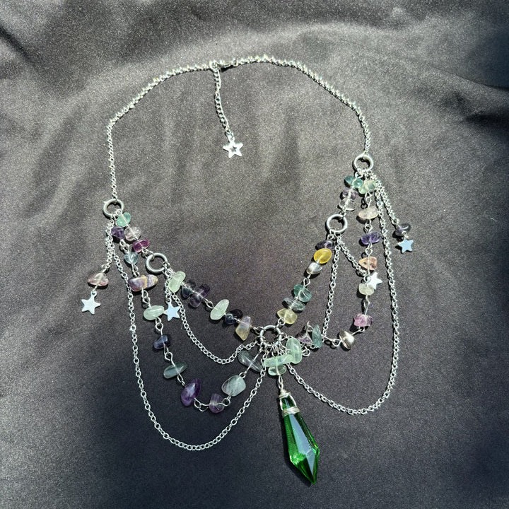 Olivenorma Star Pendant Natural Stone Layered Choker Necklace - image 11