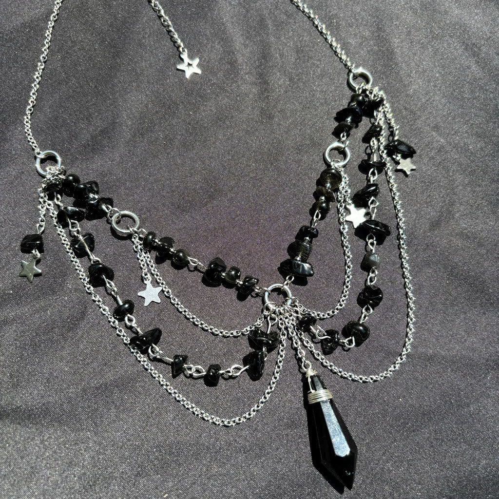 Olivenorma Star Pendant Natural Stone Layered Choker Necklace - image 19