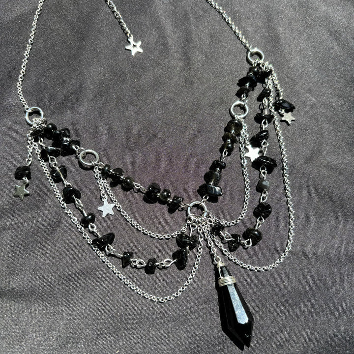 Olivenorma Star Pendant Natural Stone Layered Choker Necklace - image 19