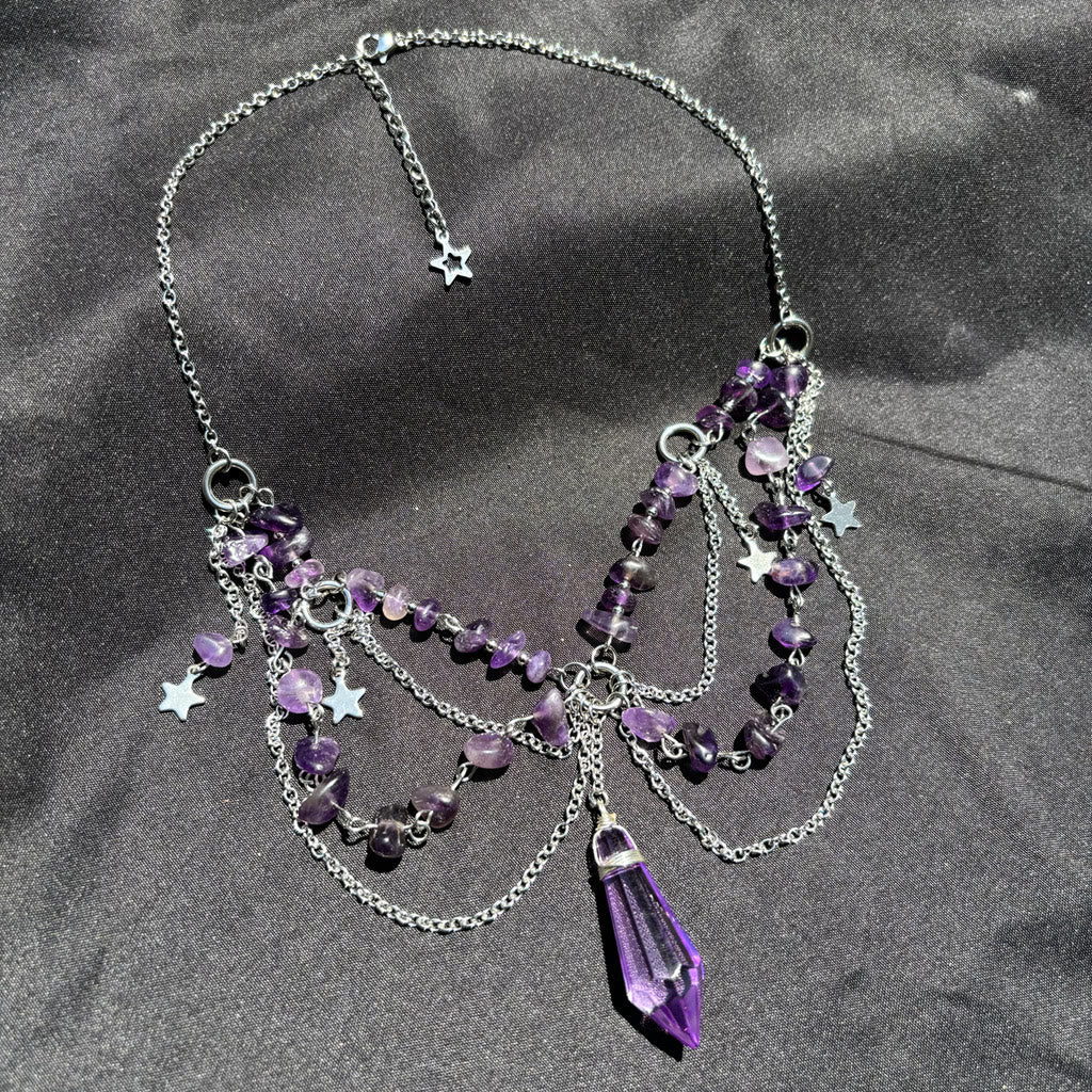 Olivenorma Star Pendant Natural Stone Layered Choker Necklace - image 5