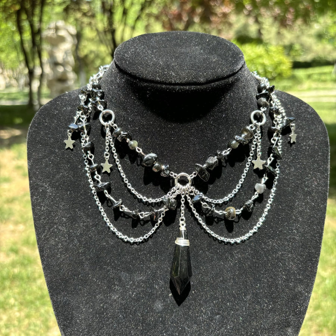 Olivenorma Star Pendant Natural Stone Layered Choker Necklace - image 17