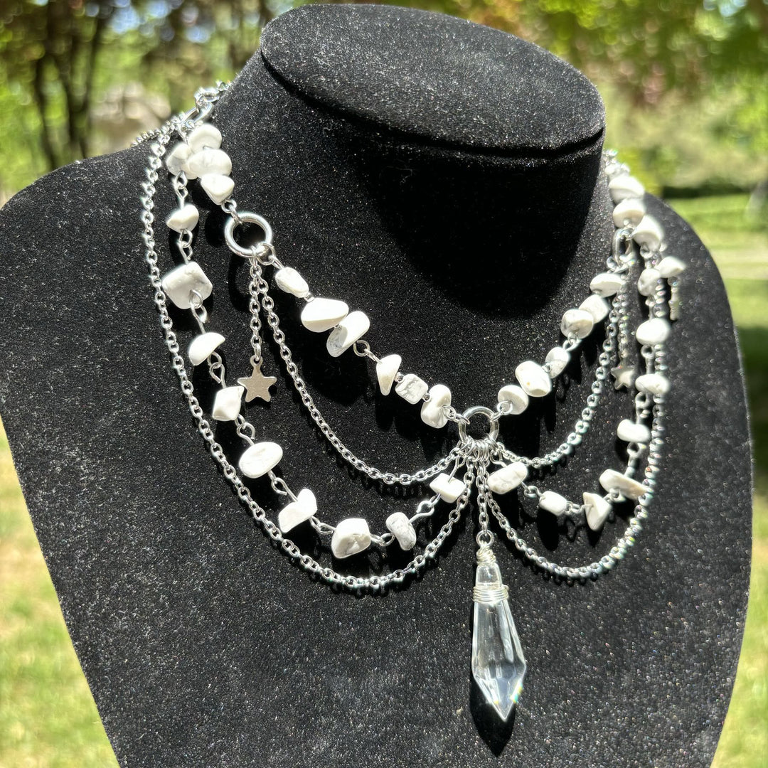 Olivenorma Star Pendant Natural Stone Layered Choker Necklace - image 25