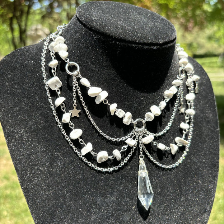 Olivenorma Star Pendant Natural Stone Layered Choker Necklace - image 25