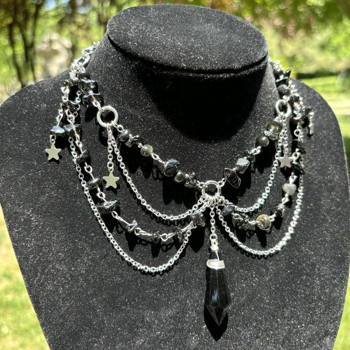 Olivenorma Star Pendant Natural Stone Layered Choker Necklace - image 18