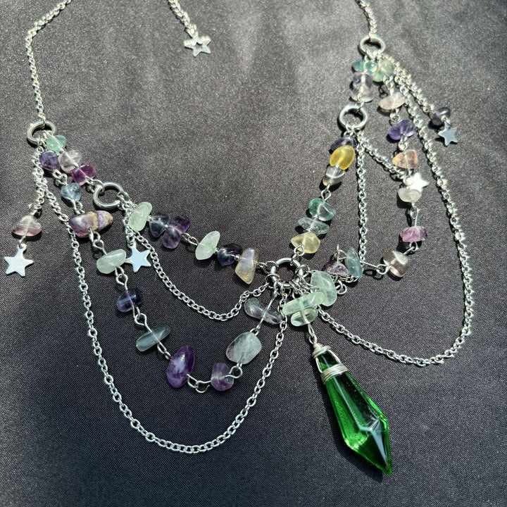 Olivenorma Star Pendant Natural Stone Layered Choker Necklace - image 13