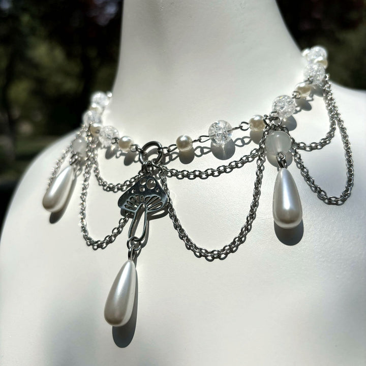 Olivenorma Freshwater Pearl Pendant Layered Choker Necklace - image 3