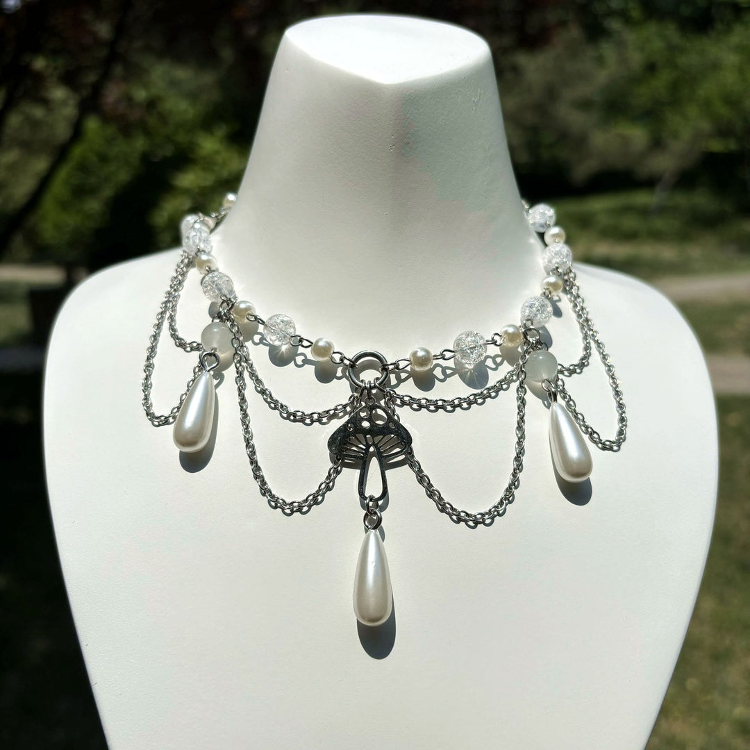 Olivenorma Freshwater Pearl Pendant Layered Choker Necklace - image 2