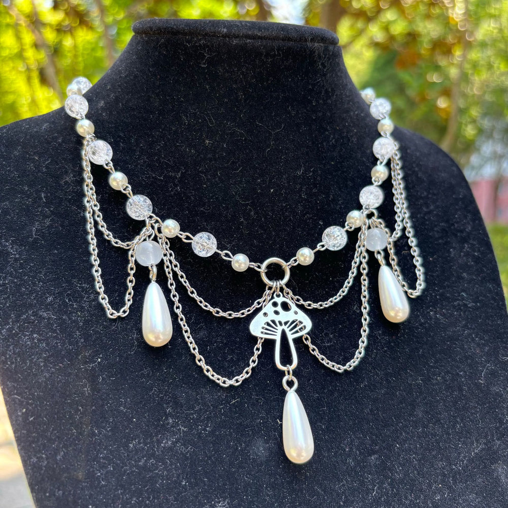 Olivenorma Freshwater Pearl Pendant Layered Choker Necklace - image 1