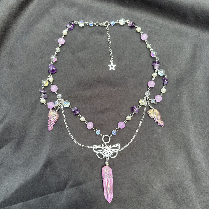 Olivenorma Amethyst Pink Crystal Butterfly Layered Choker Necklace - image 5
