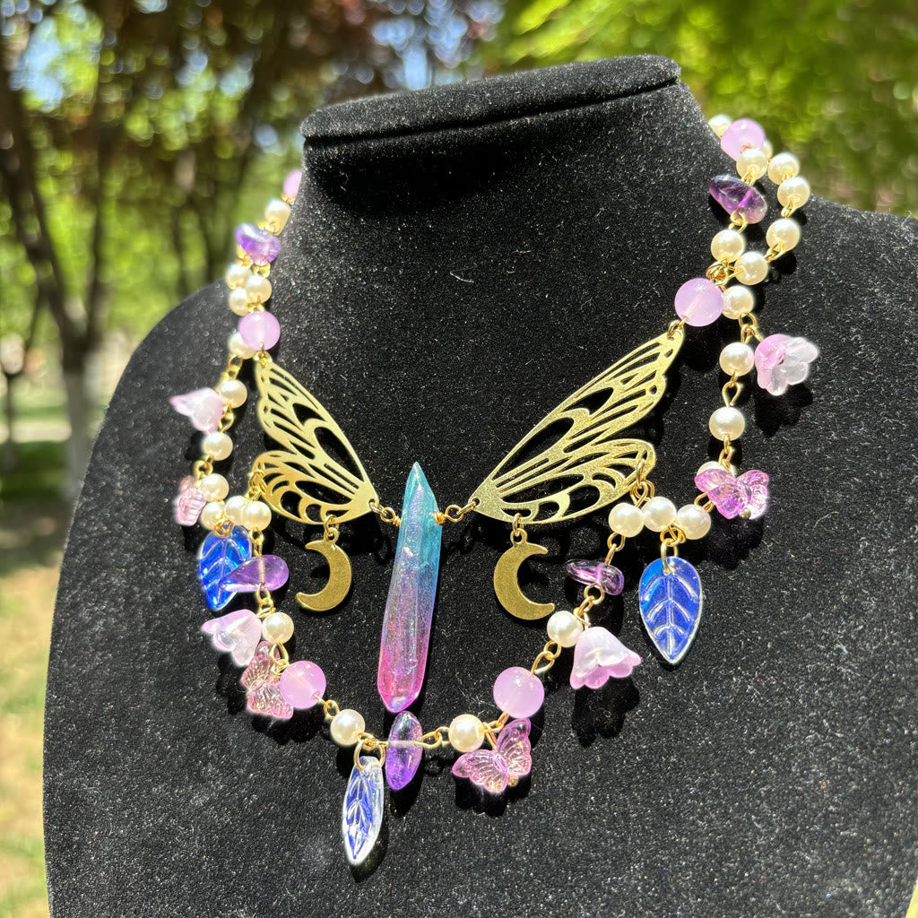 Olivenorma Amethyst Freshwater Pearl Butterfly Layered Choker Necklace - image 7