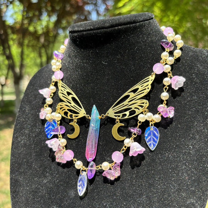 Olivenorma Amethyst Freshwater Pearl Butterfly Layered Choker Necklace - image 7