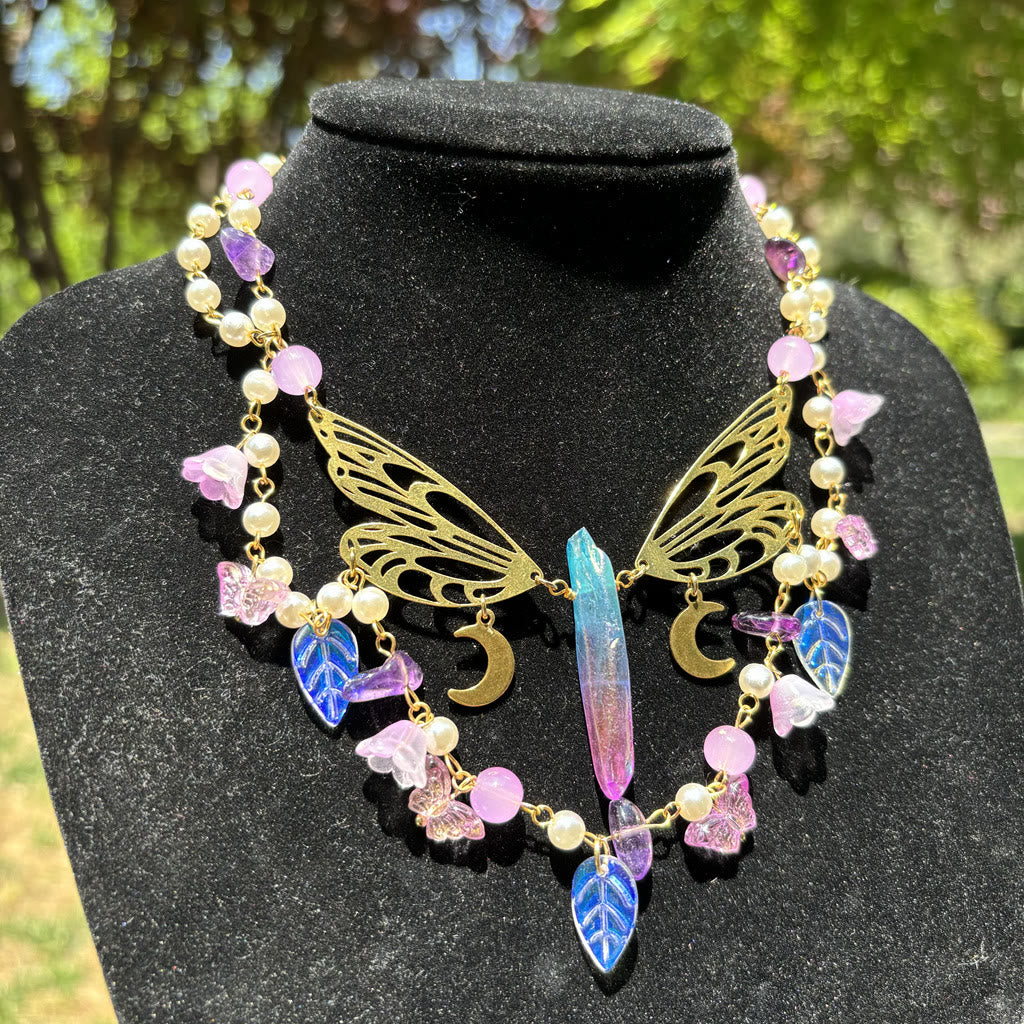 Olivenorma Amethyst Freshwater Pearl Butterfly Layered Choker Necklace - image 6