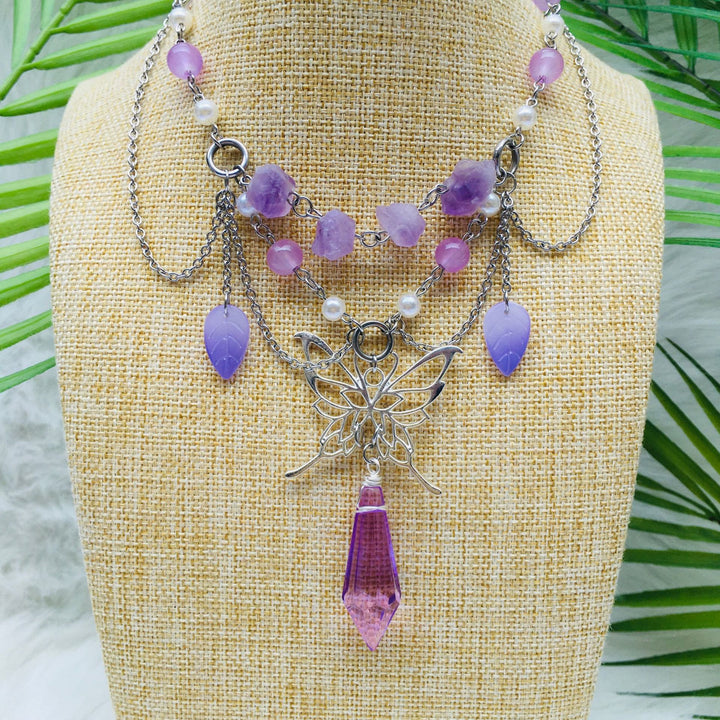 Olivenorma Amethyst Freshwater Pearl Layered Choker Necklace - image 1