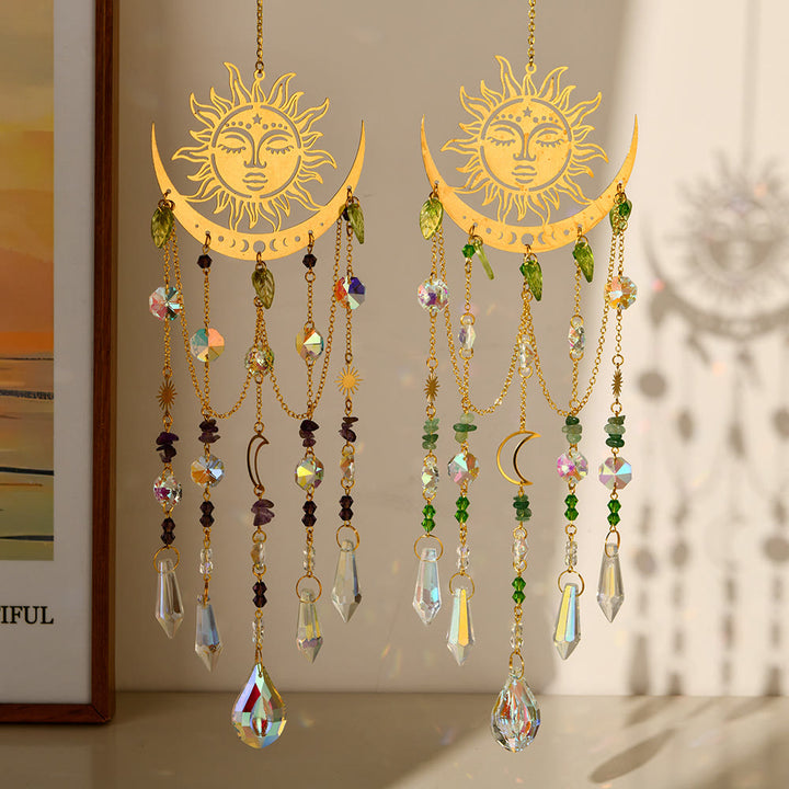 Olivenorma Natural Crystal Sun Moon Suncatcher Wind Chime - image 0