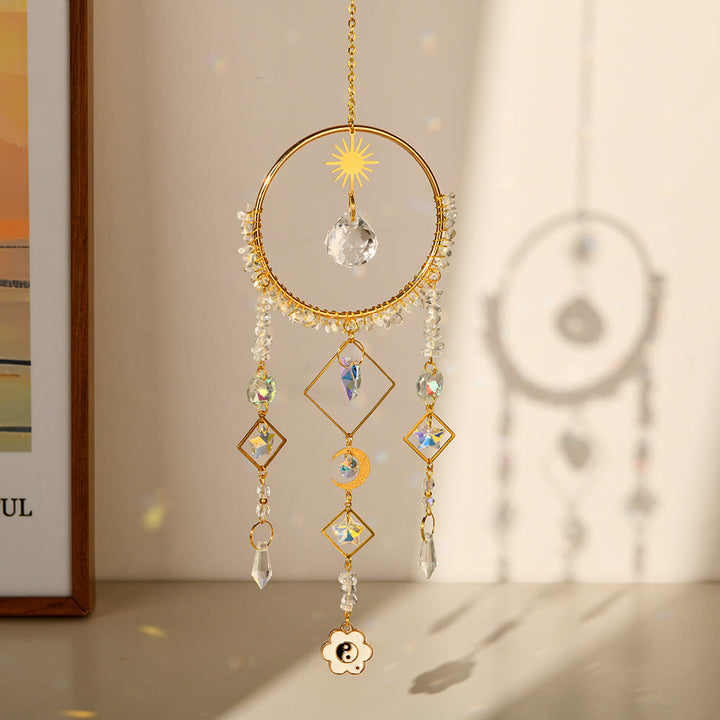 Olivenorma Crystal Geometric Circle Pendant Suncatcher Wind Chime - Clear Crystal - image 5