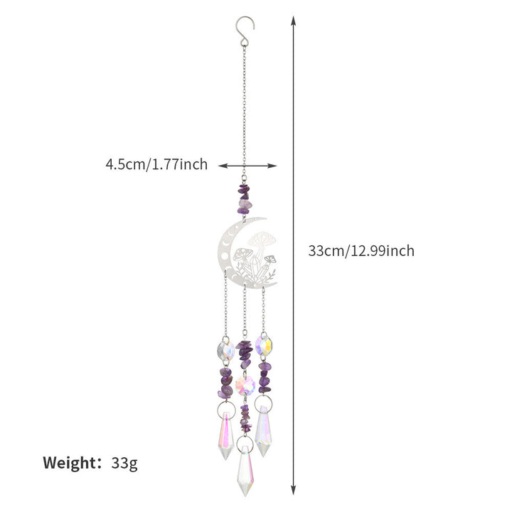 Olivenorma Natural Crystal Moon Mushroom Suncatcher Wind Chime - image 15