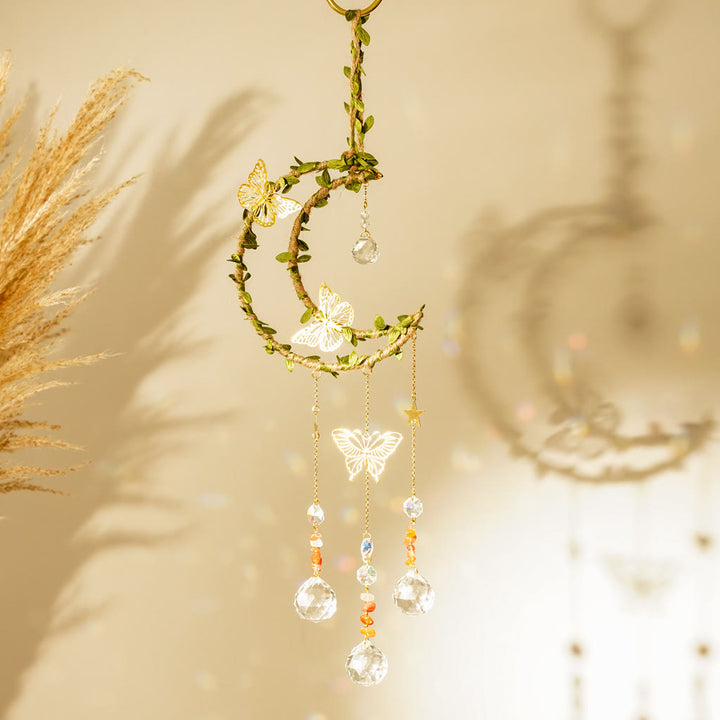 Olivenorma Natural Crystal Vine Moon Butterfly Wind Chime - Red Agate - image 20