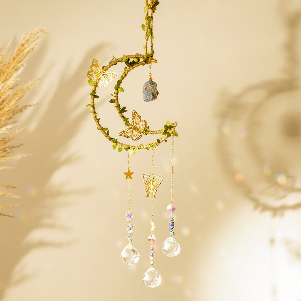 Olivenorma Natural Crystal Vine Moon Butterfly Wind Chime - Lapis Lazuli - image 15