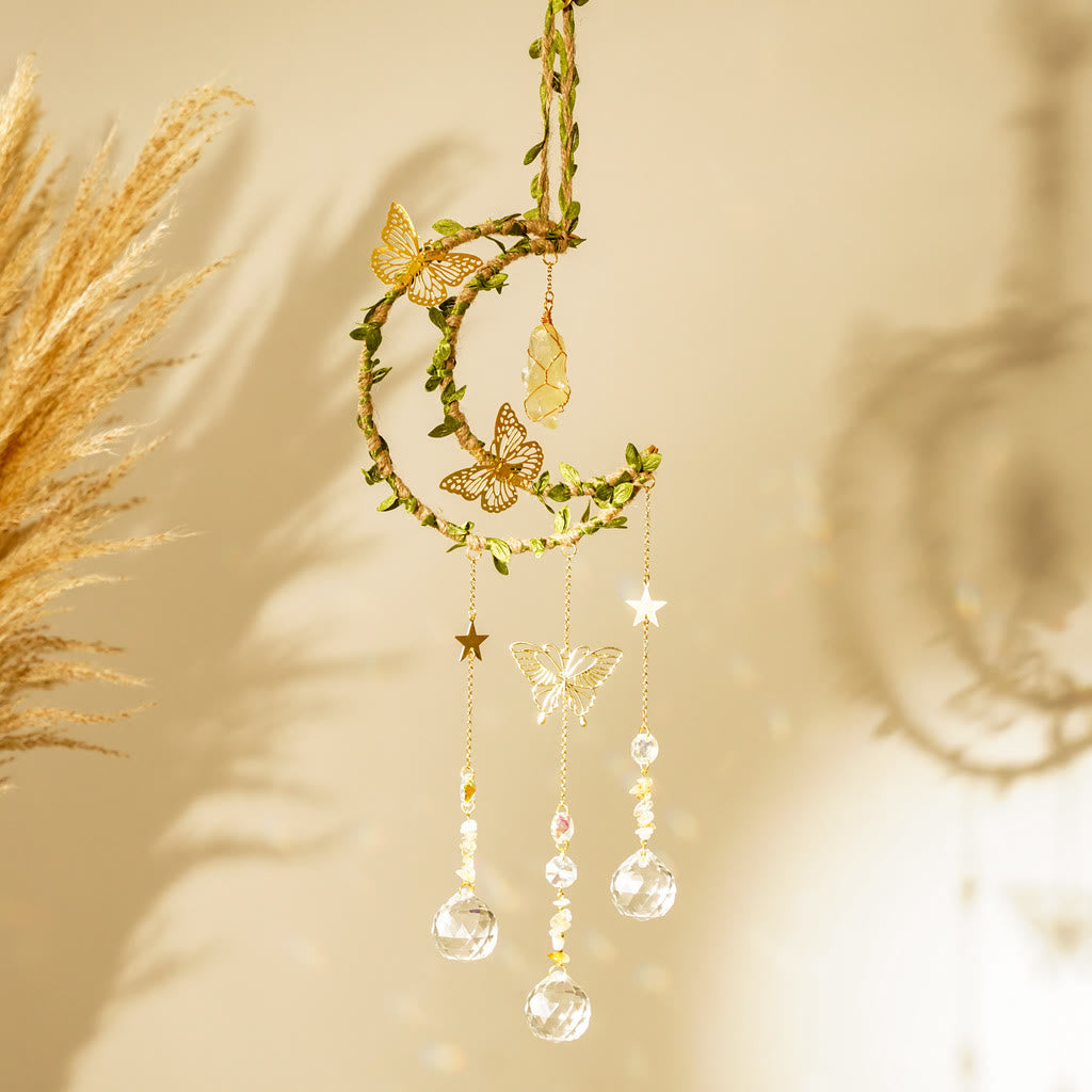 Olivenorma Natural Crystal Vine Moon Butterfly Wind Chime - Citrine - image 4