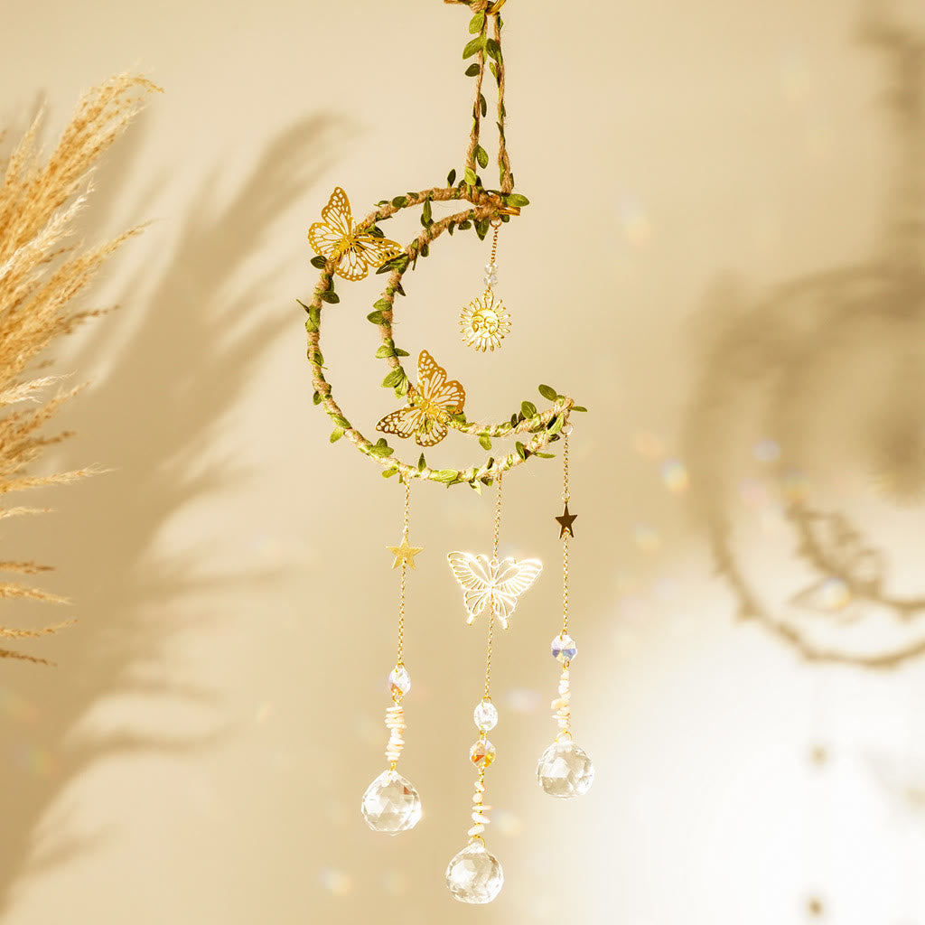 Olivenorma Natural Crystal Vine Moon Butterfly Wind Chime - Sun Stone - image 22