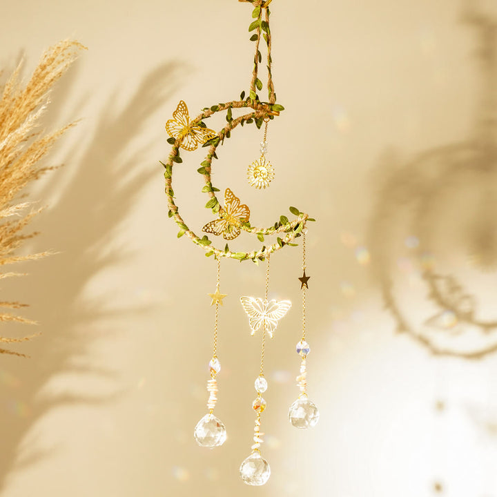 Olivenorma Natural Crystal Vine Moon Butterfly Wind Chime - Sun Stone - image 22