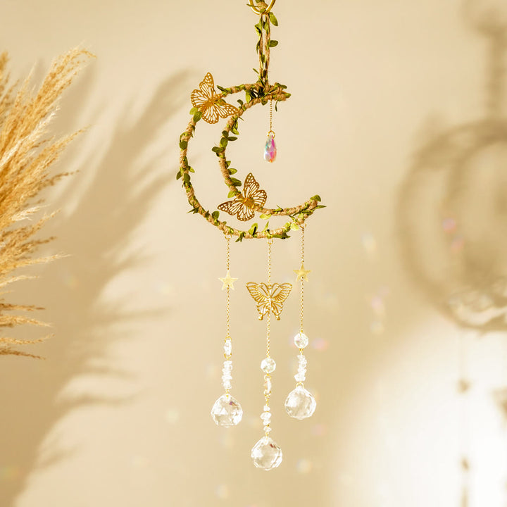 Olivenorma Natural Crystal Vine Moon Butterfly Wind Chime - Clear Crystal - image 8