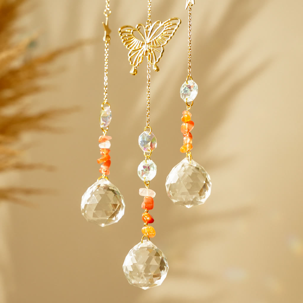 Olivenorma Natural Crystal Vine Moon Butterfly Wind Chime - image 26