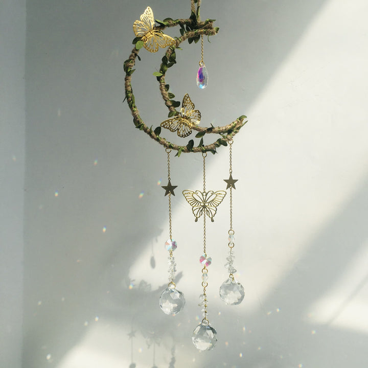 Olivenorma Natural Crystal Vine Moon Butterfly Wind Chime - image 9